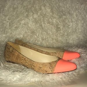 Kate Spade cork flats with neon toe cap size 7.5